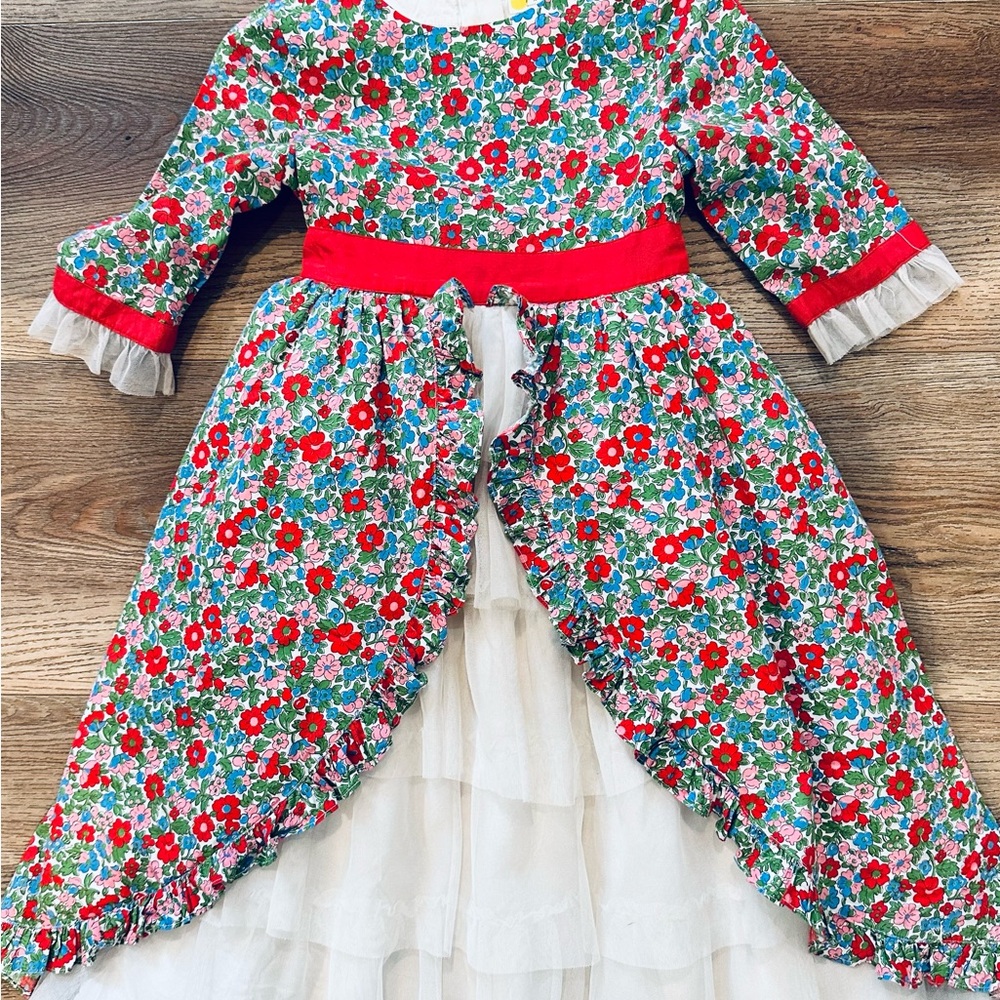 Darling Floral Kids Dress Up Dress with Red Floral Accents